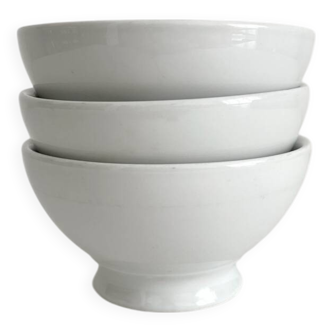 3 vintage Apilco white porcelain bowls
