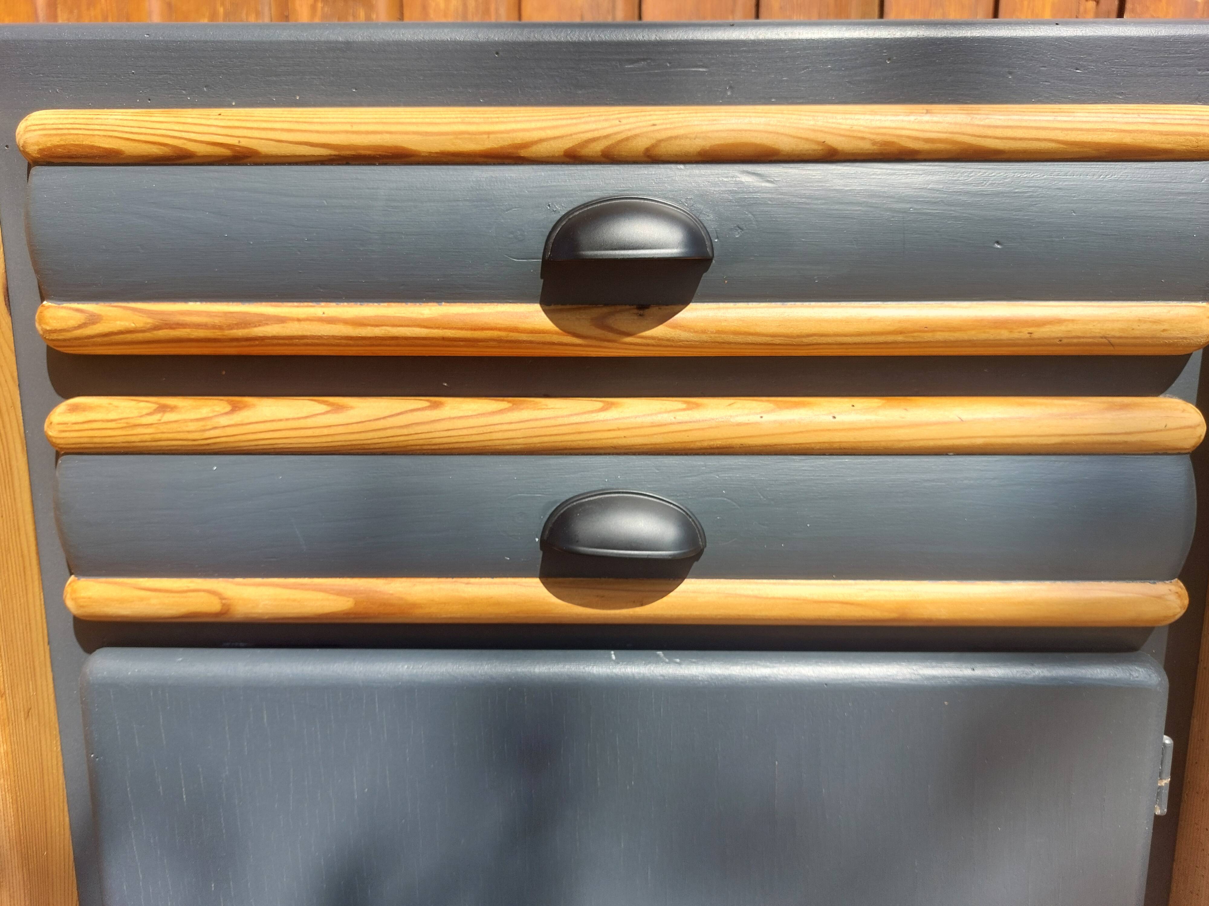 buffet Mado bois poncé et gris anthracite