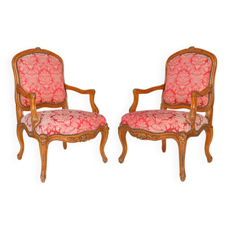 Pair of Louis XV style cabriolet armchairs
