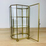 Miniature display case brass and glass, shelf