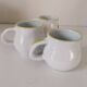 Trio of vintage Italian earthenware mugs, hand-painted – pear motif