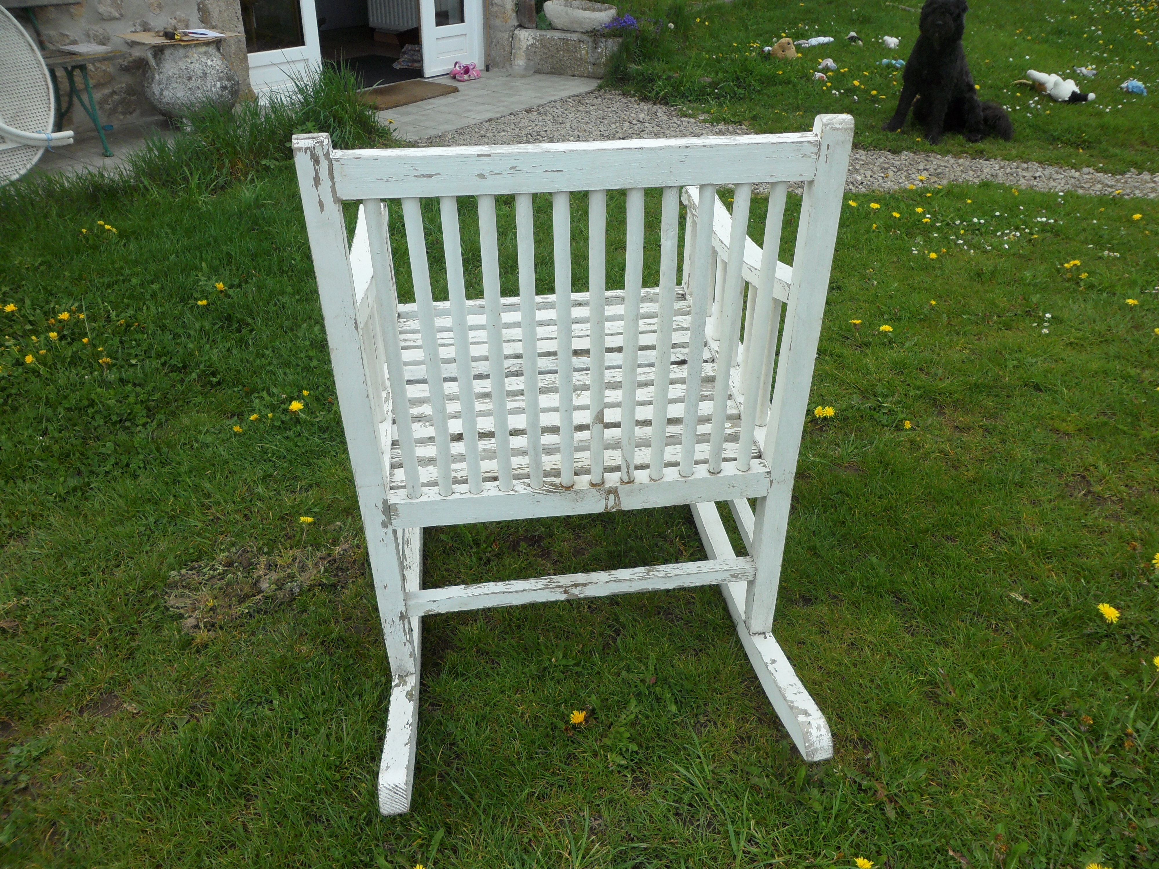 Rocking chair white wood outside or inside