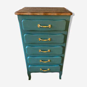 Chest 5 drawers restyled green