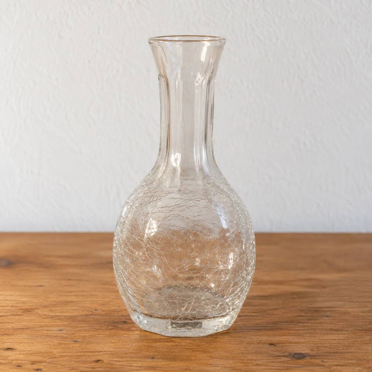 Small vintage soliflore vase in cracked transparent glass – H 17 cm