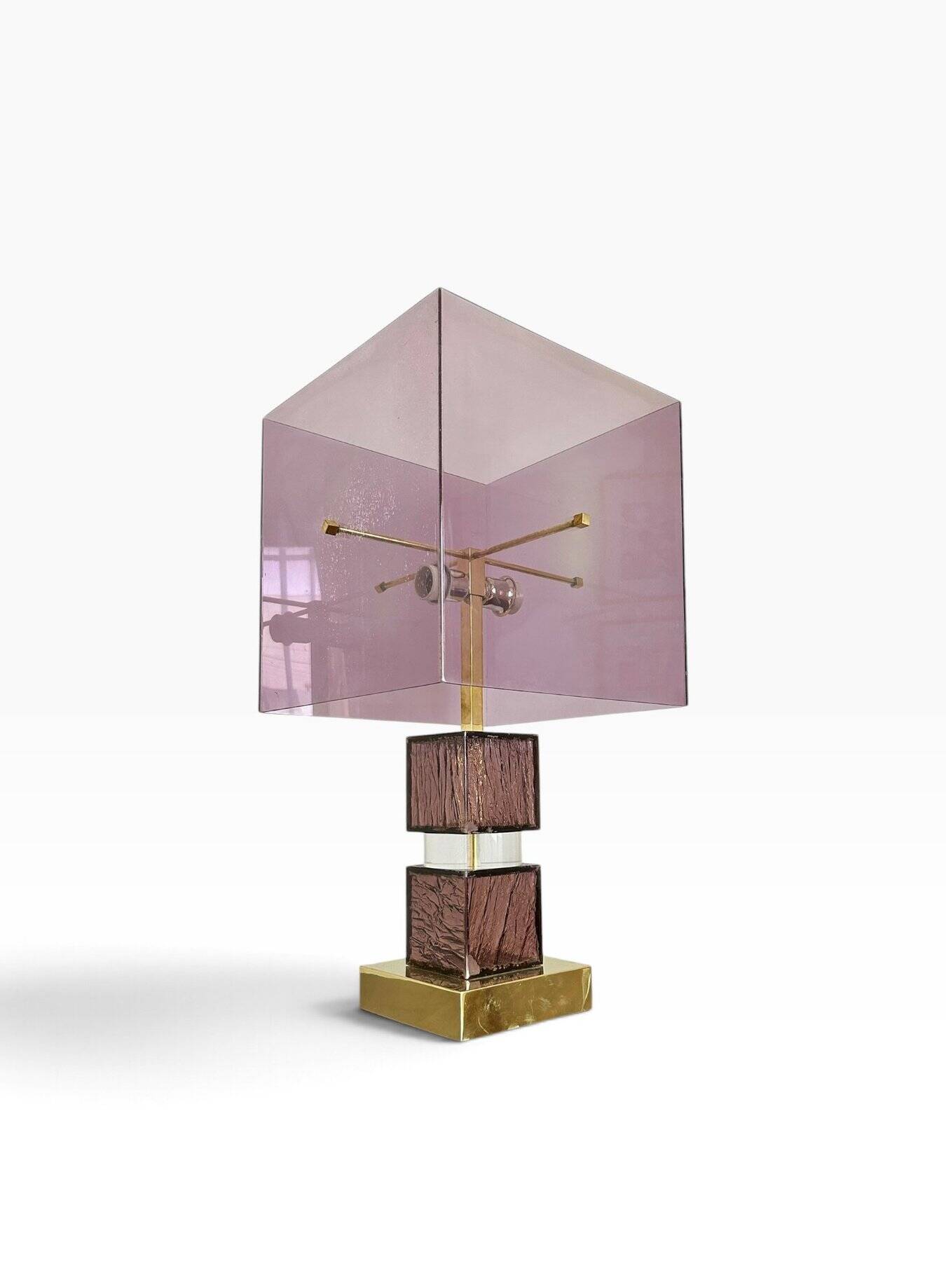 Lampe Attr. à Romeo Rega en lucite et laiton, 1970