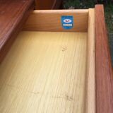 Vintage Scandinavian teak dressing table with 1 drawer 1 flap and its swivel mirror.