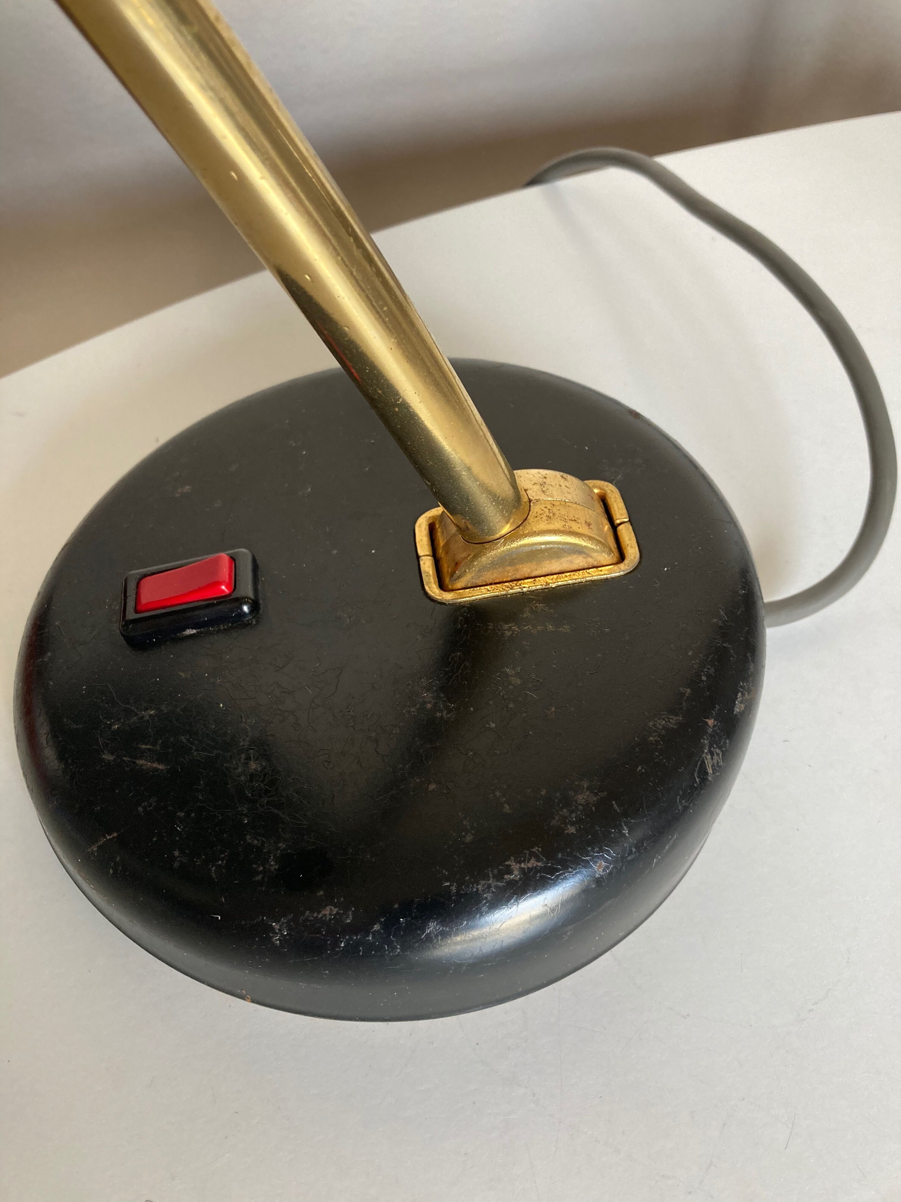 1960 black sheet metal and brass orientable lamp