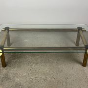 Table basse italienne vintage 80'S en laiton et fer