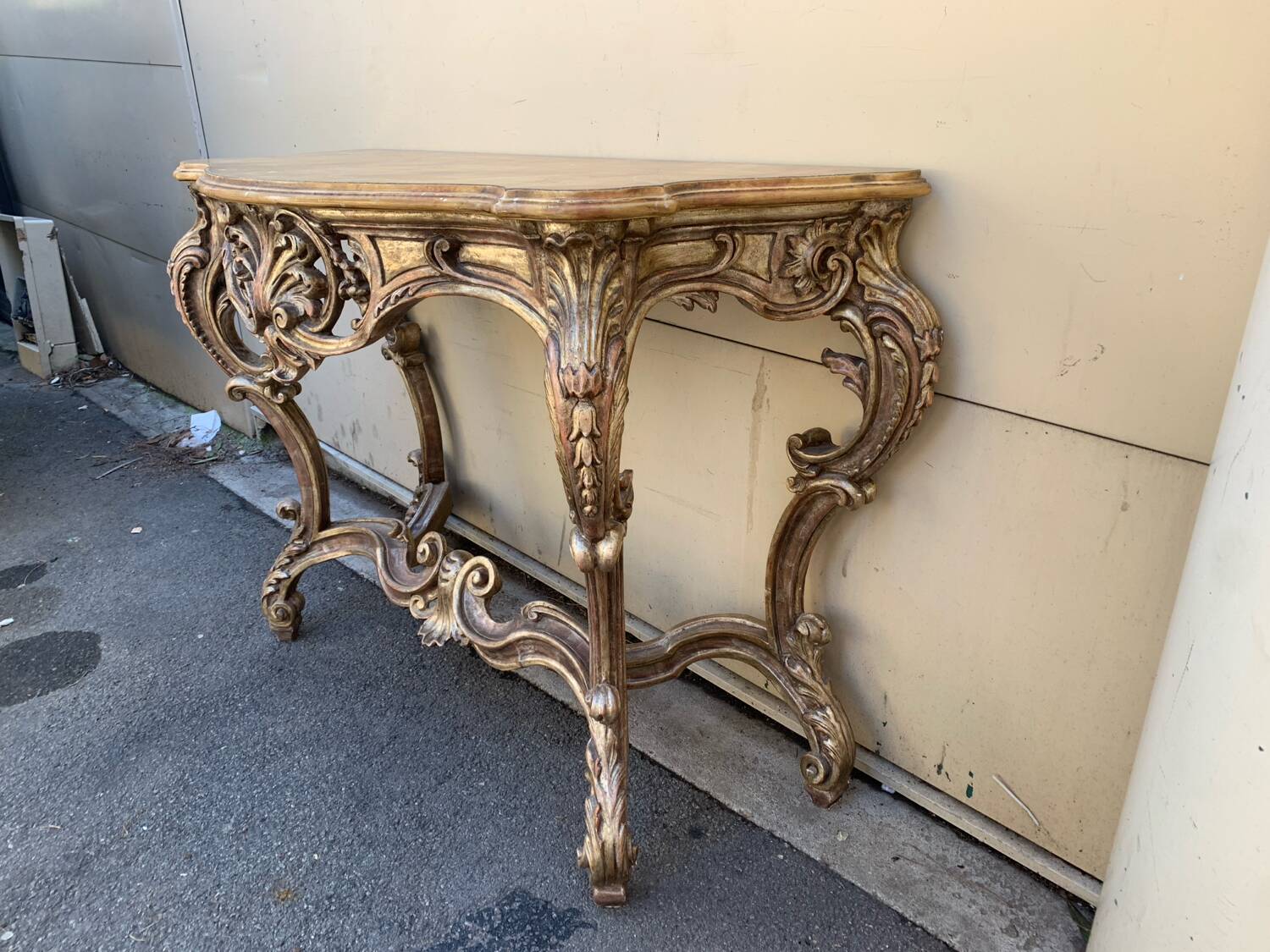 Louis XV style patinated wooden console