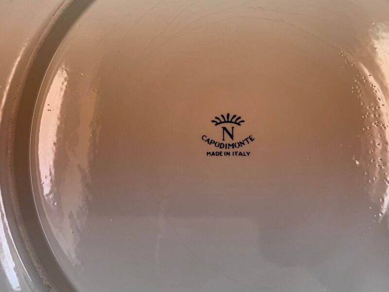 Pair of dish forming pendant, signed capodimonte diameter 31 cm