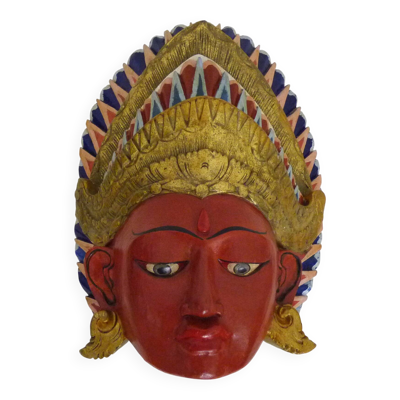 Masque Dewi Sita Déesse Ramayana Art mural en bois sculpté Art folklorique