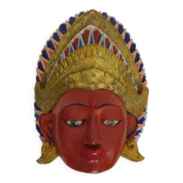 Masque Dewi Sita Déesse Ramayana Art mural en bois sculpté Art folklorique — Beyit