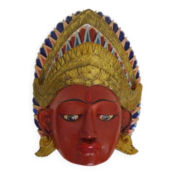 Masque Dewi Sita Déesse Ramayana Art mural en bois sculpté Art folklorique