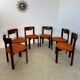 Set of 6 Girsberger Scandinavian style chairs from the 70s, vintage, solid wood, original fabric