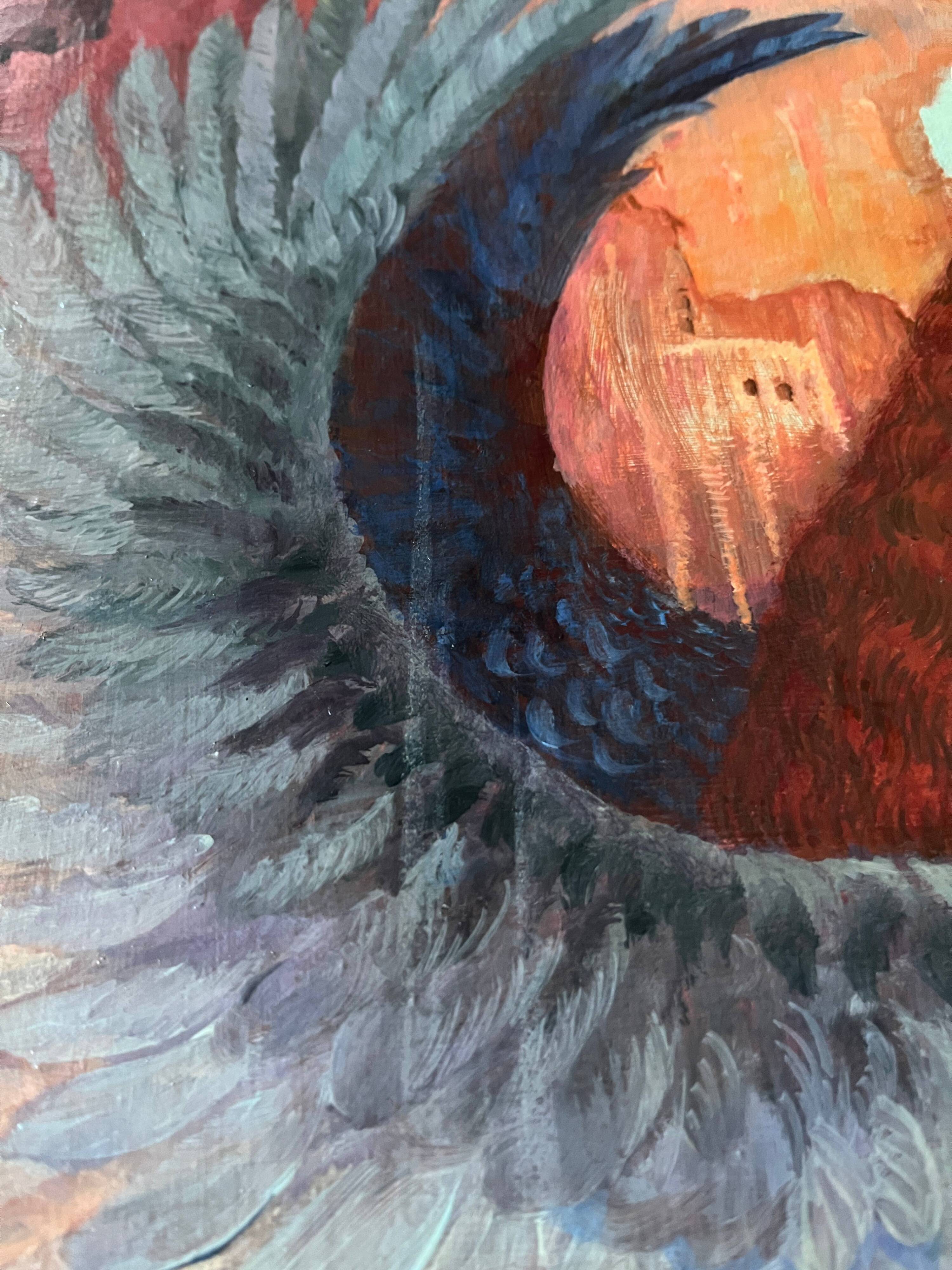 HST painting "Allegory" Surrealist Symbolism signed 1992