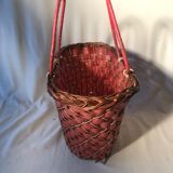 Old Deco Basket in Braided Wicker - Red Scoubidou - Anse Vintage