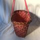 Old Deco Basket in Braided Wicker - Red Scoubidou - Anse Vintage