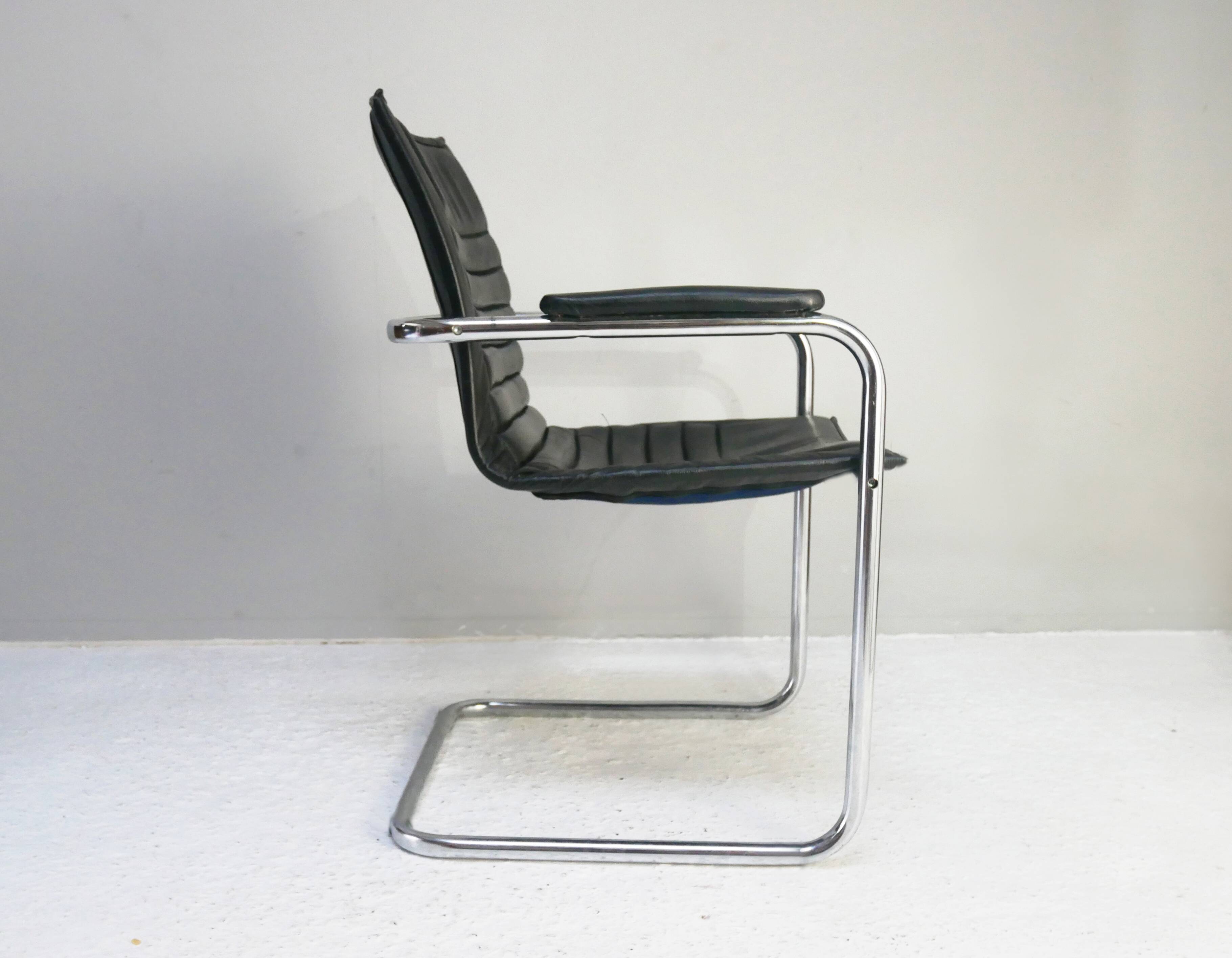 1960’s Swiss mid century modern leather desk chair