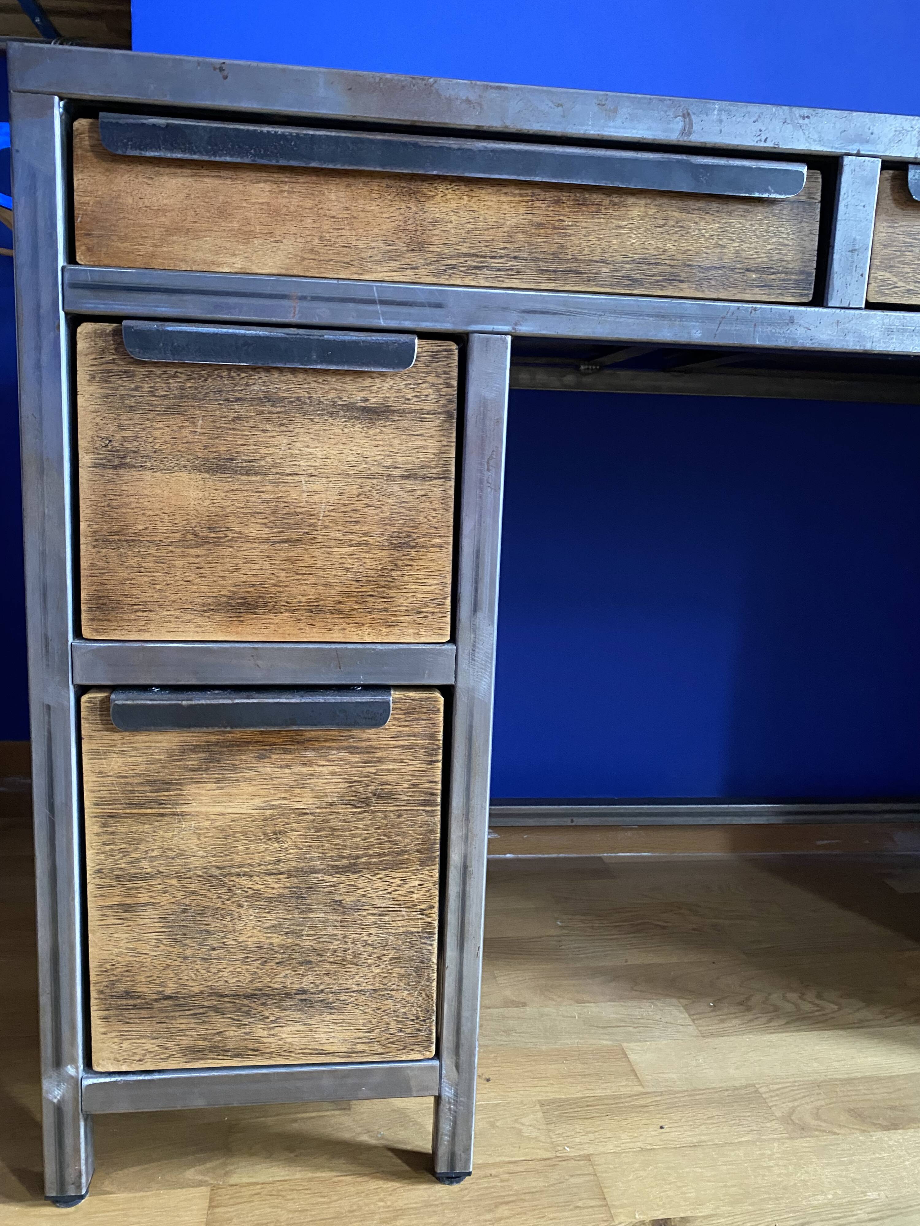 Industrial desk made of iron and wood