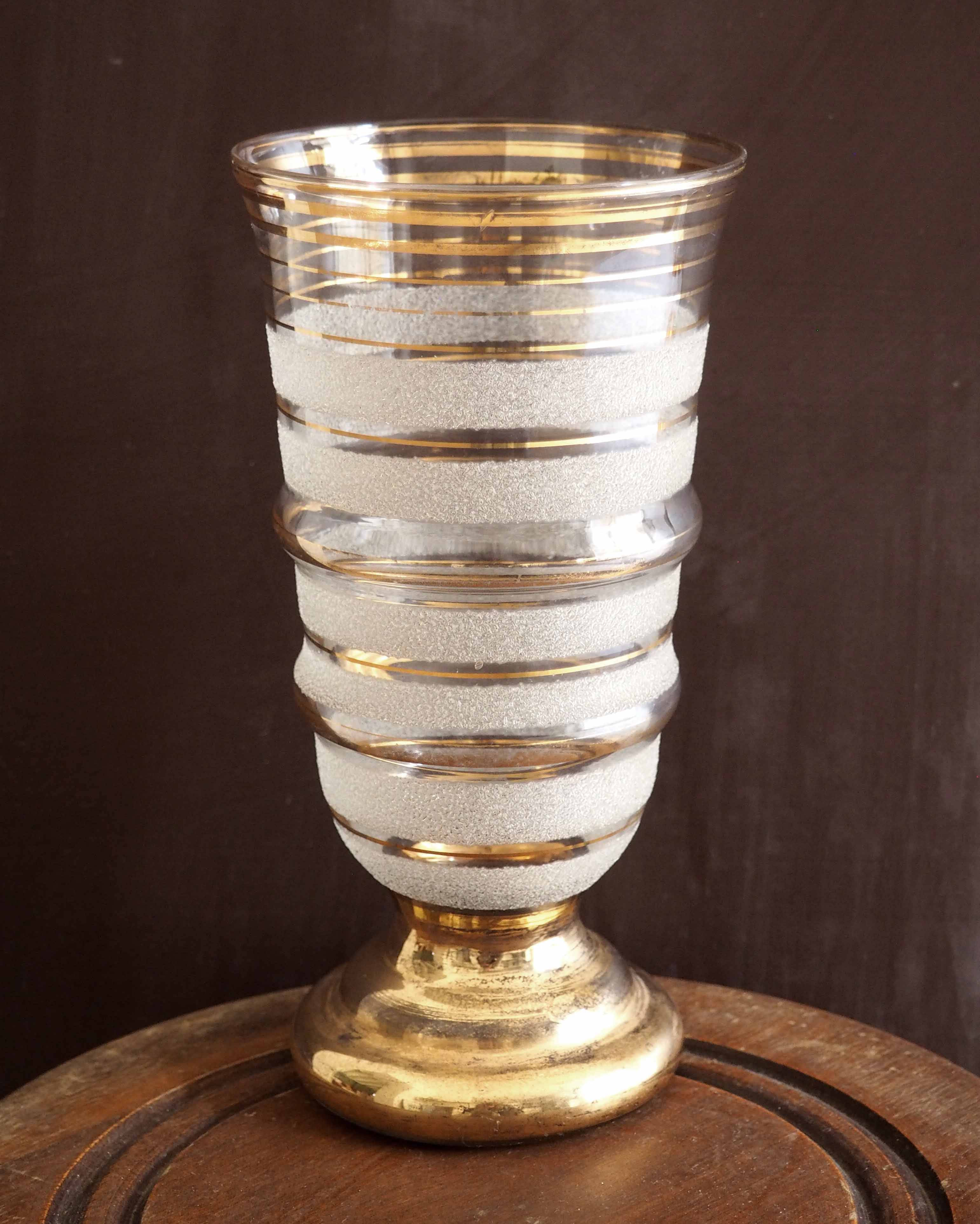 Vase verre et or années 1940