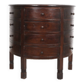 Old "Demi-lune" chest of drawers with 12 drawers, on legs, in mahogany.