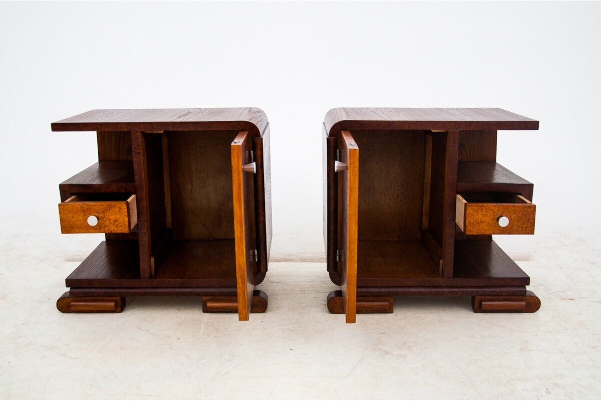 Art Deco bedside tables, Poland, 1940