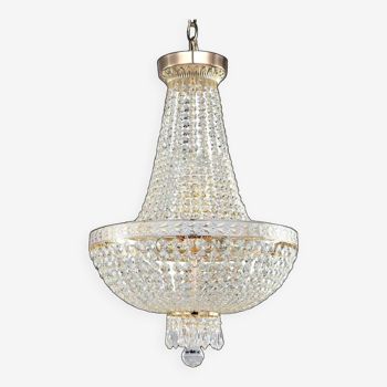 Balloon chandelier with gold and white crystal pendant