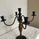 Wooden chandelier and black metal 4 branches
