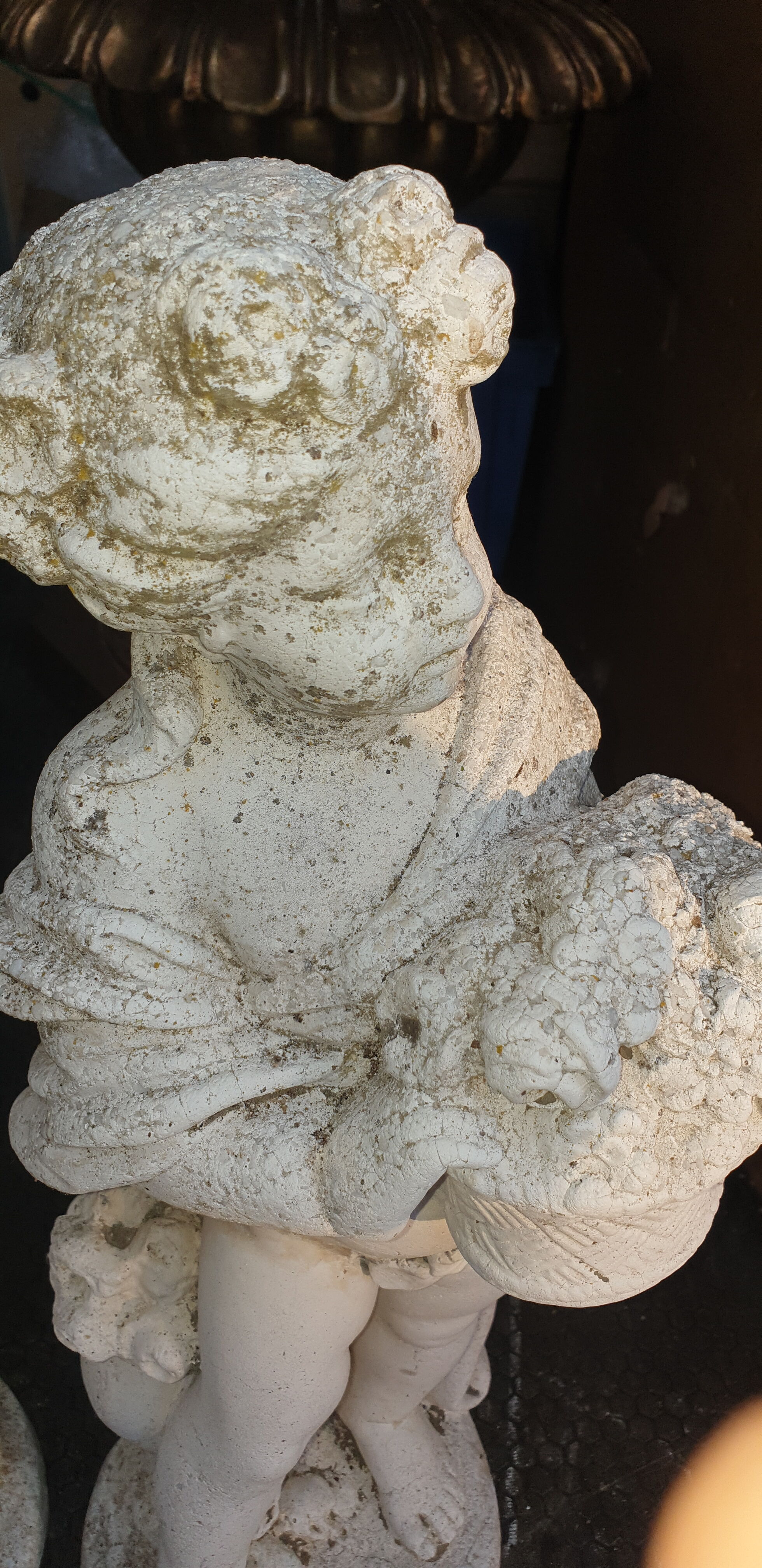 Pair of cherub garden statues reconstituted stone