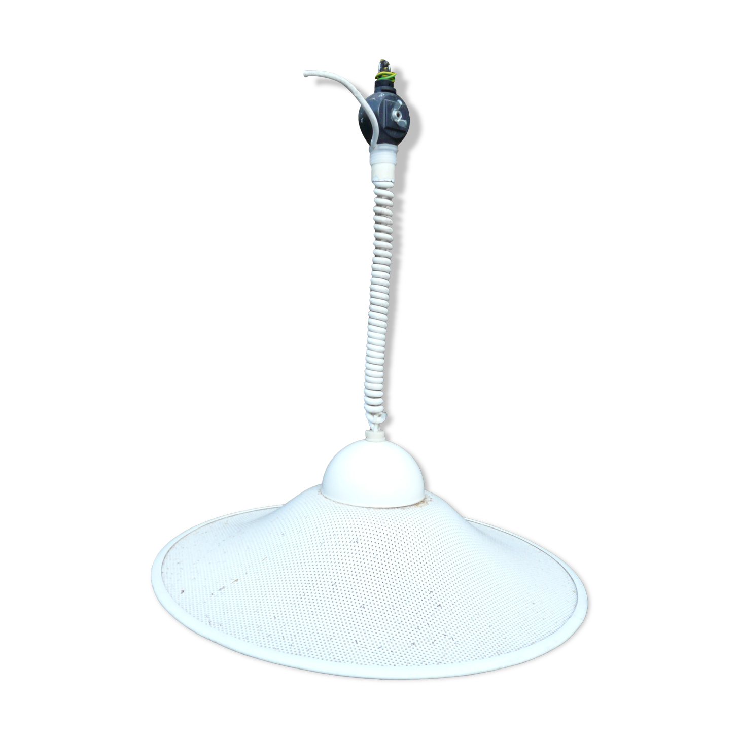 White perforated sheet metal chandelier