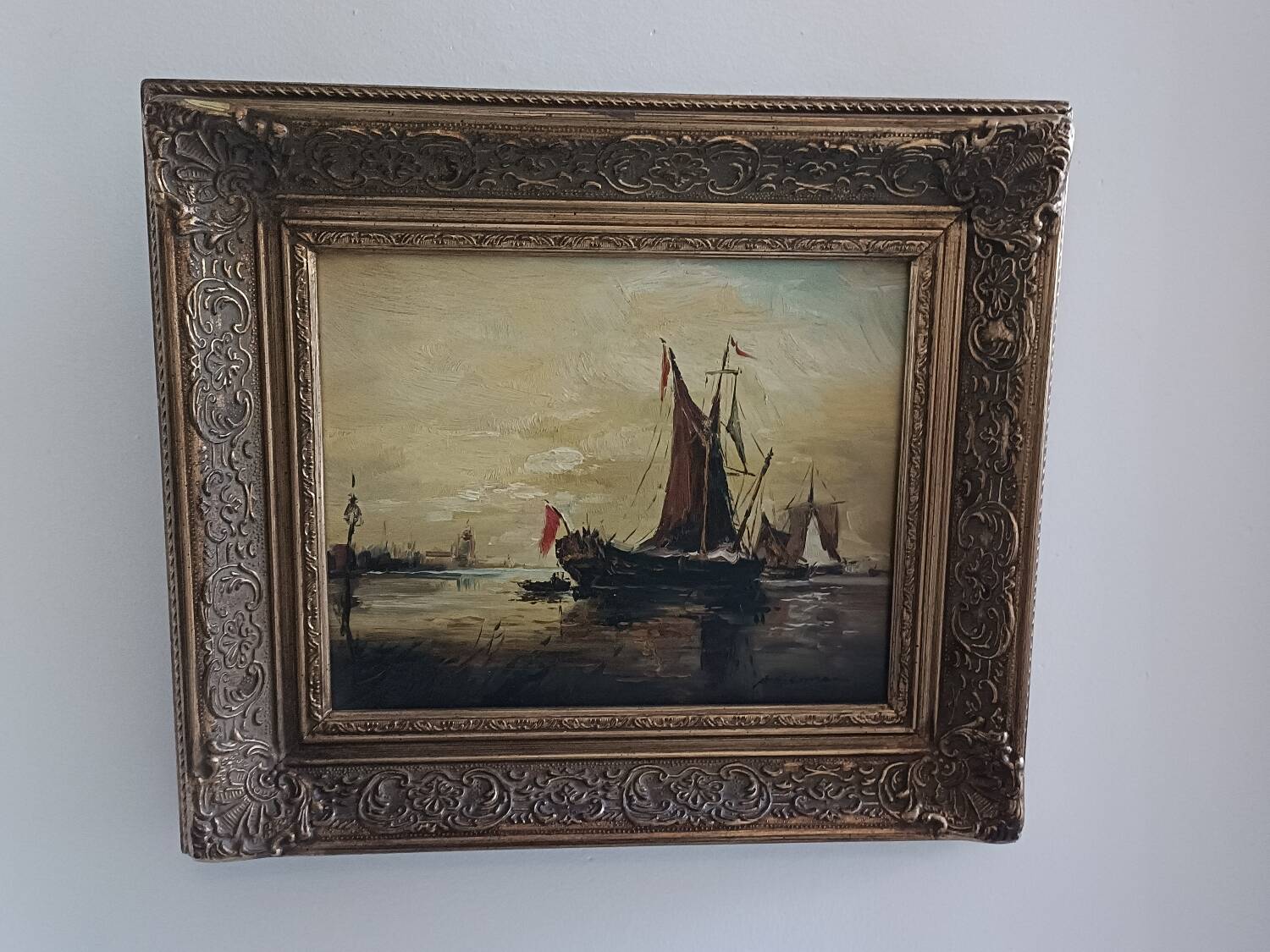 Tableau ancien, marine signée, fin XIXEME