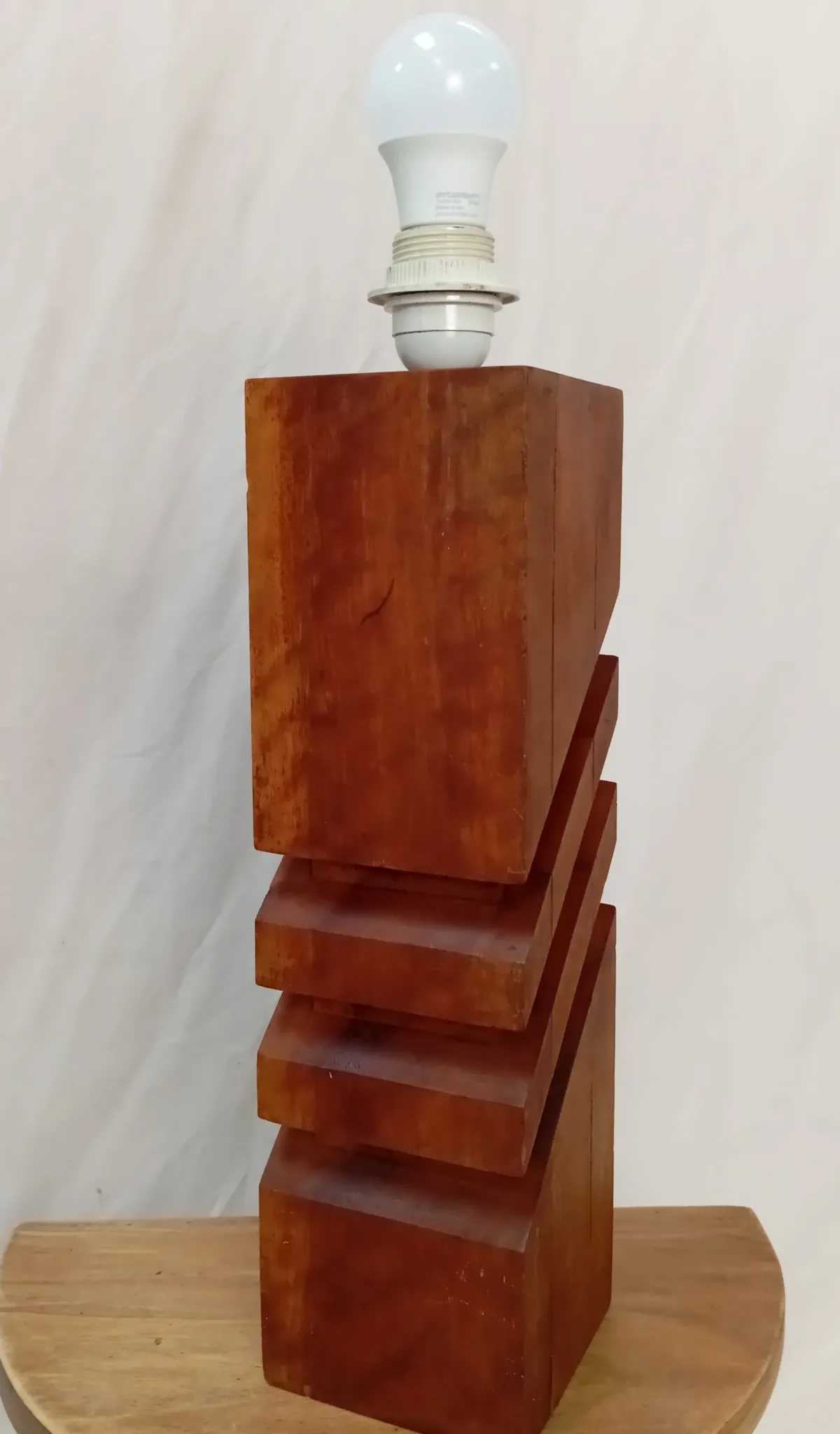 1970s lamp, solid mahogany, graphic design