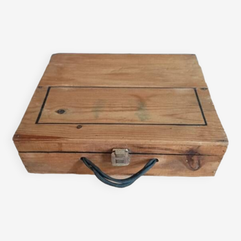 boite valise bois massif patiné Rangement dp 0224003