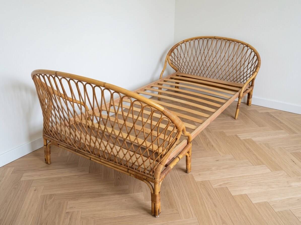 Vintage rattan bed