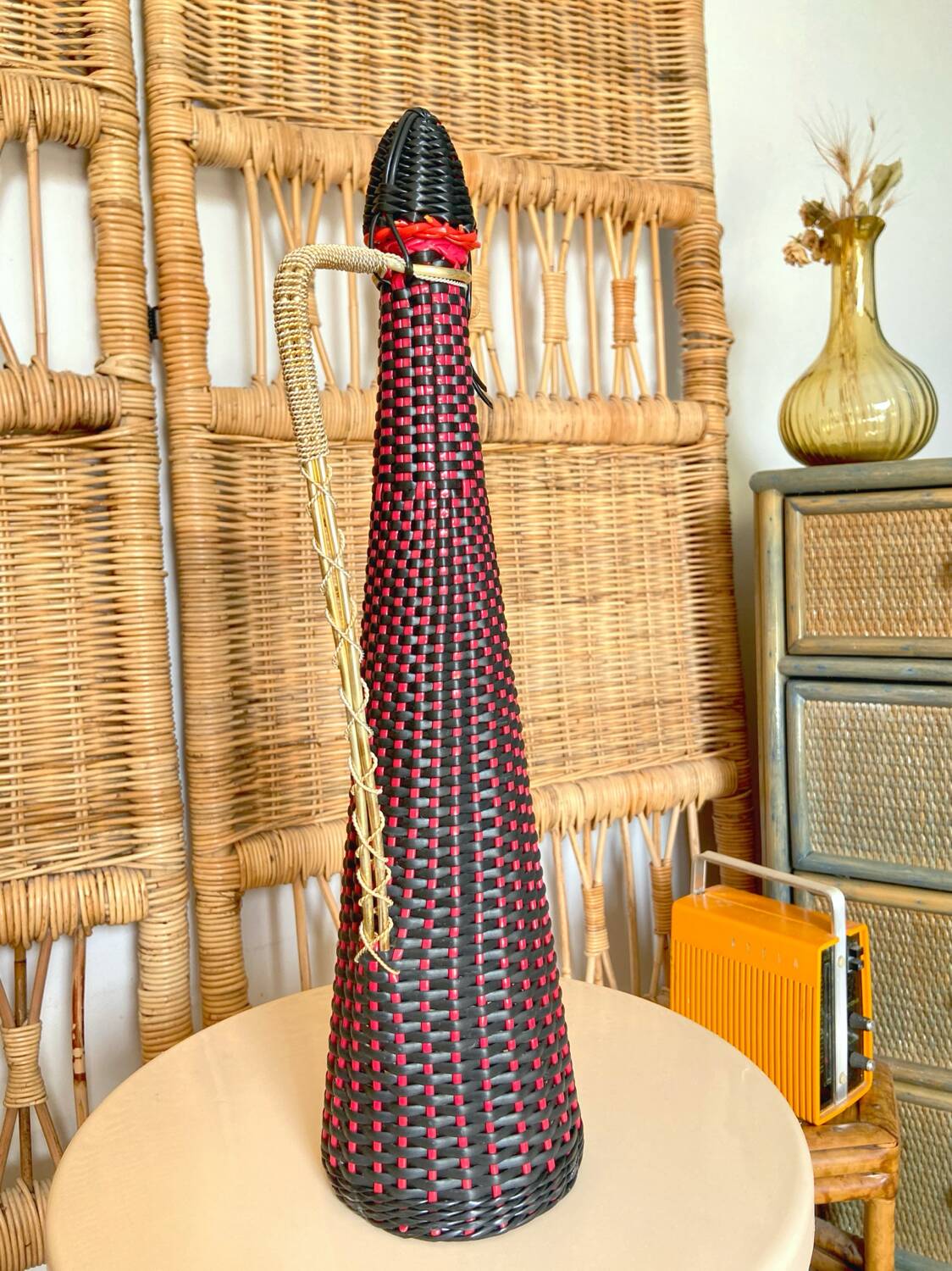 Large vintage scoubidou bottle