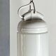 Industrial suspension in white glass and porcelain, vintage model.