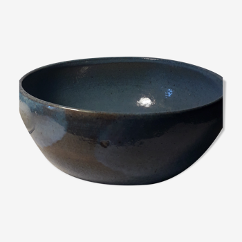 Enamelled stoneware bowl0. blue signed "Les Grès du Rice"