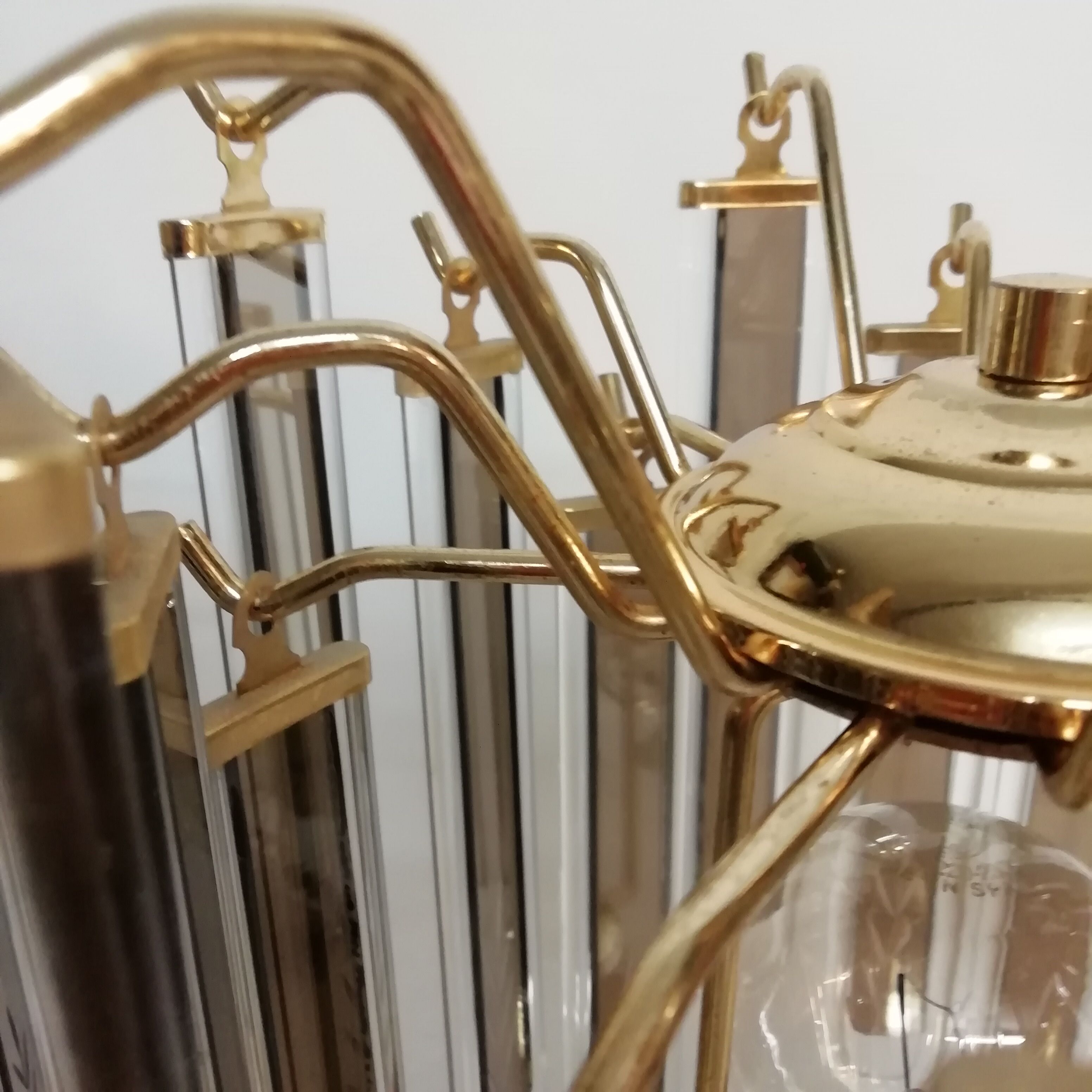 Pair of table lamps with rigid vertical crystals 1980