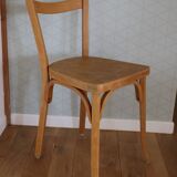 Set of 8 classic Baumann chairs 1950 light beech