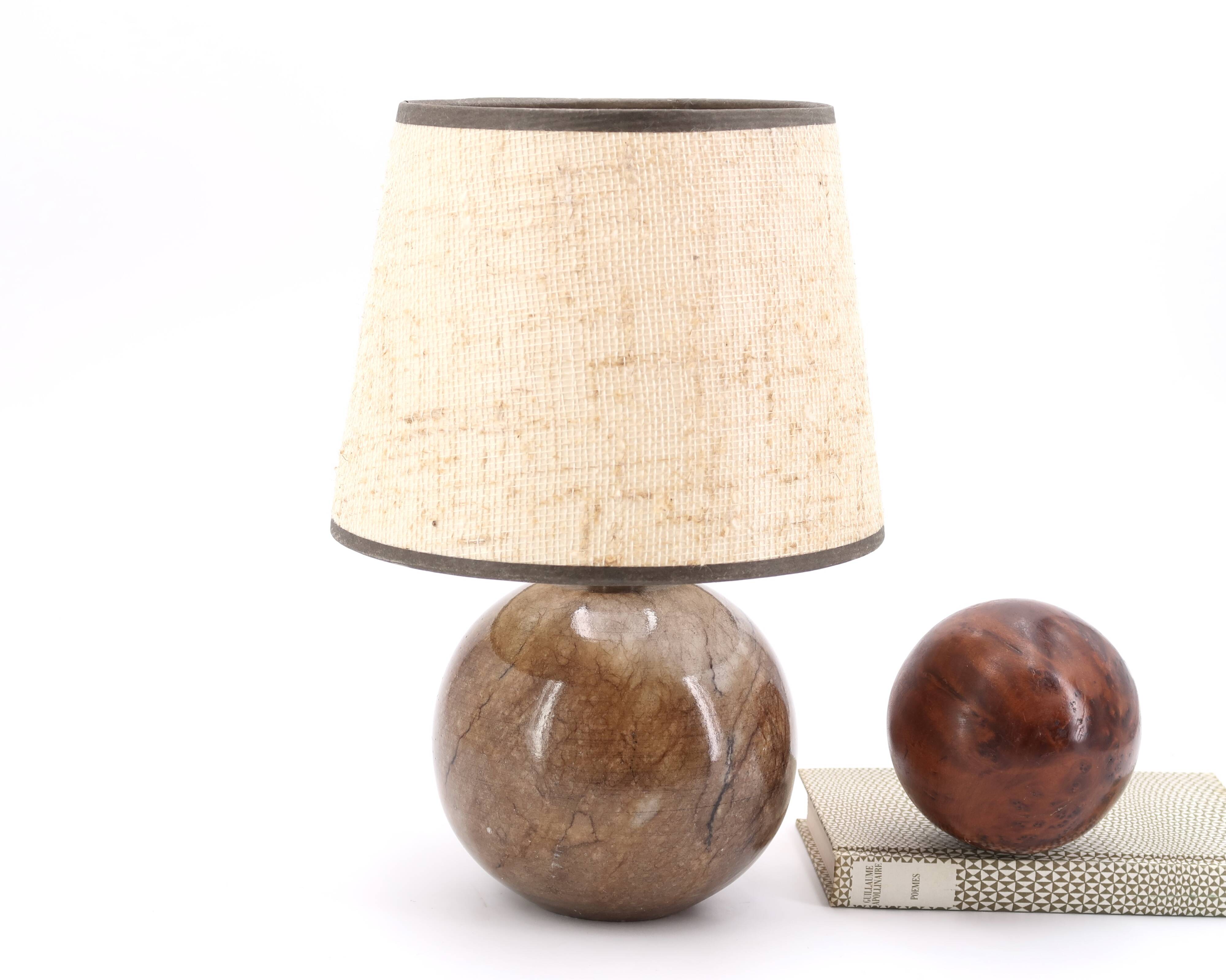 Marble ball lamp, beige lampshade, 1960s