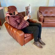 Vintage Danish mid-century Svend Skipper leather club chairs 1970s