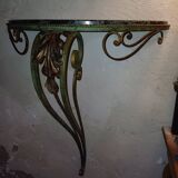 Wrought iron console, marble top 1940, 1950