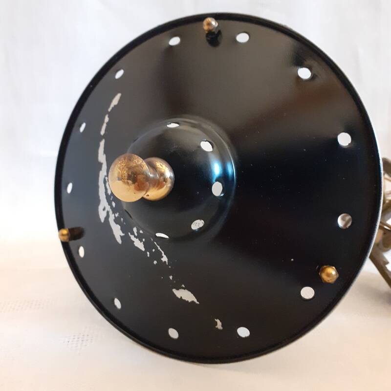 pair of wall-mounted torch lights corner 1950-1960 Arlus or Lunel glass metal