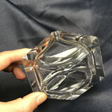 Empty diamond ashtray pocket flavio polished glass Murano crystal facets prism 60s