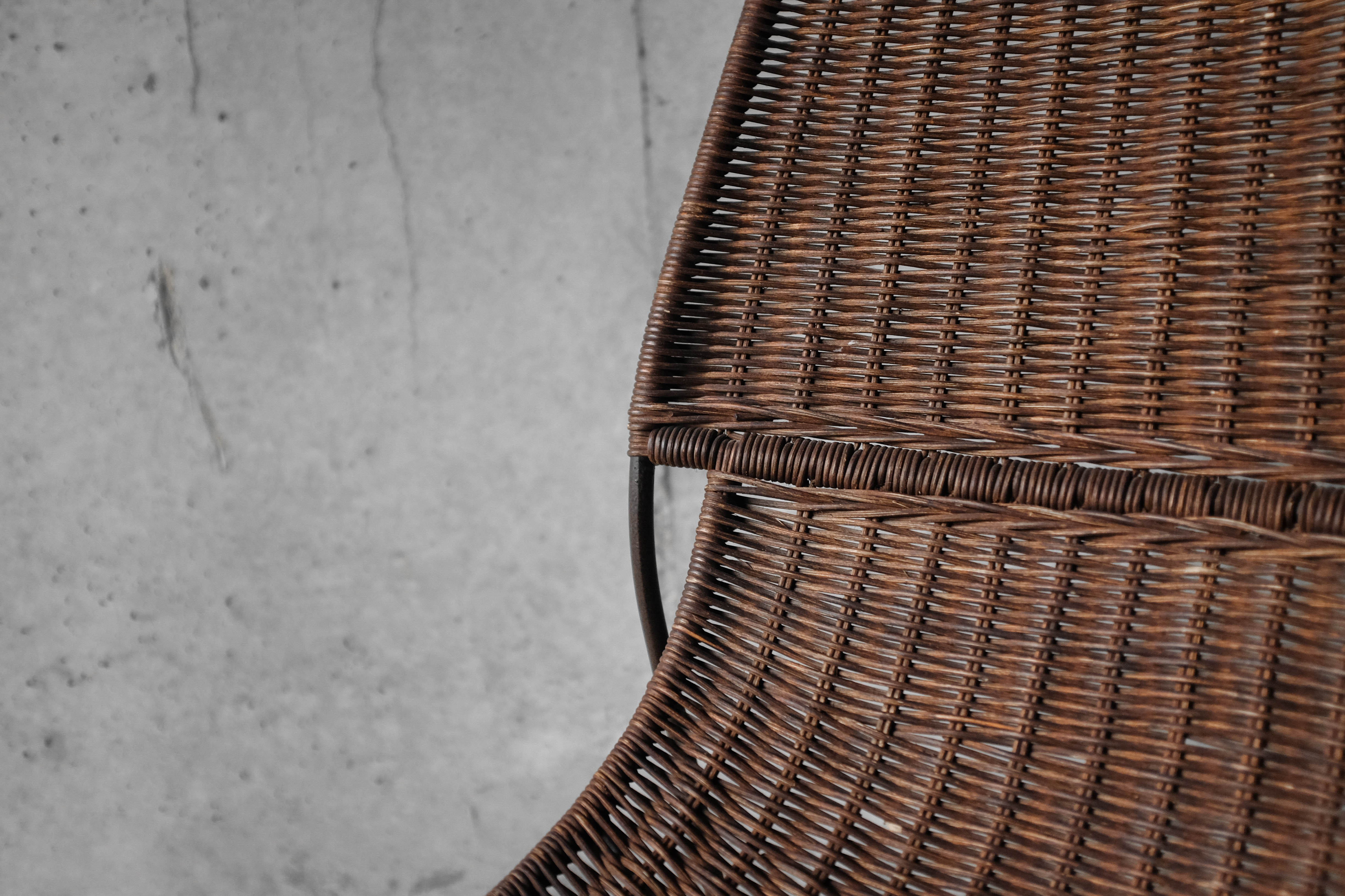 Frederick Weinberg USA rattan chair and metal structure, 1950