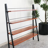 Scandinavian ladder shelves in teak and iron, Italy 50s