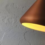 Lampe danoise en métal cuivré et en bois