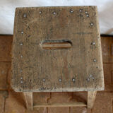 Pair of high workshop stools in raw wood