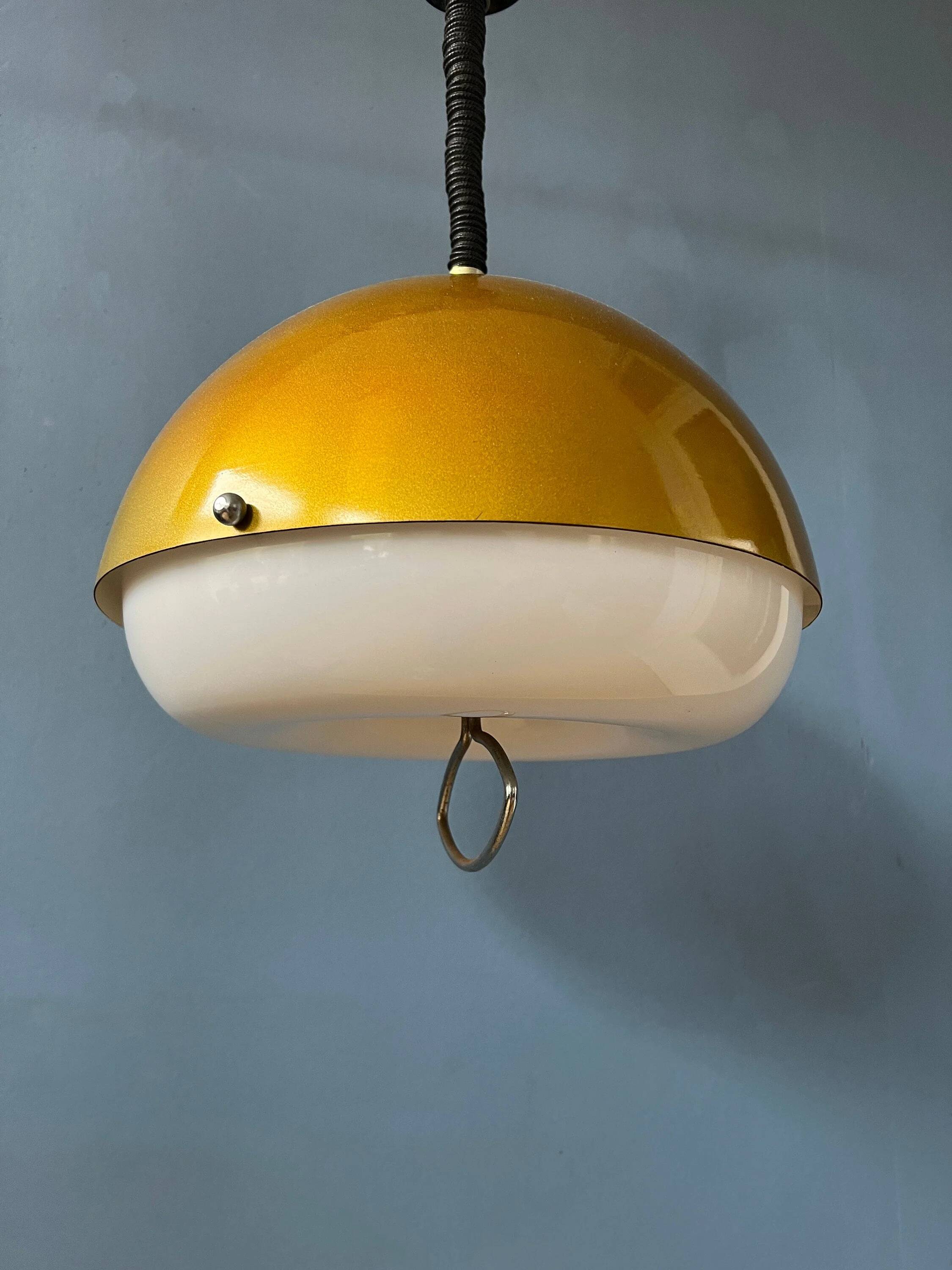 Mid-Century gold glitter suspension - Space Age pendant lamp - metallic moon light fixture
