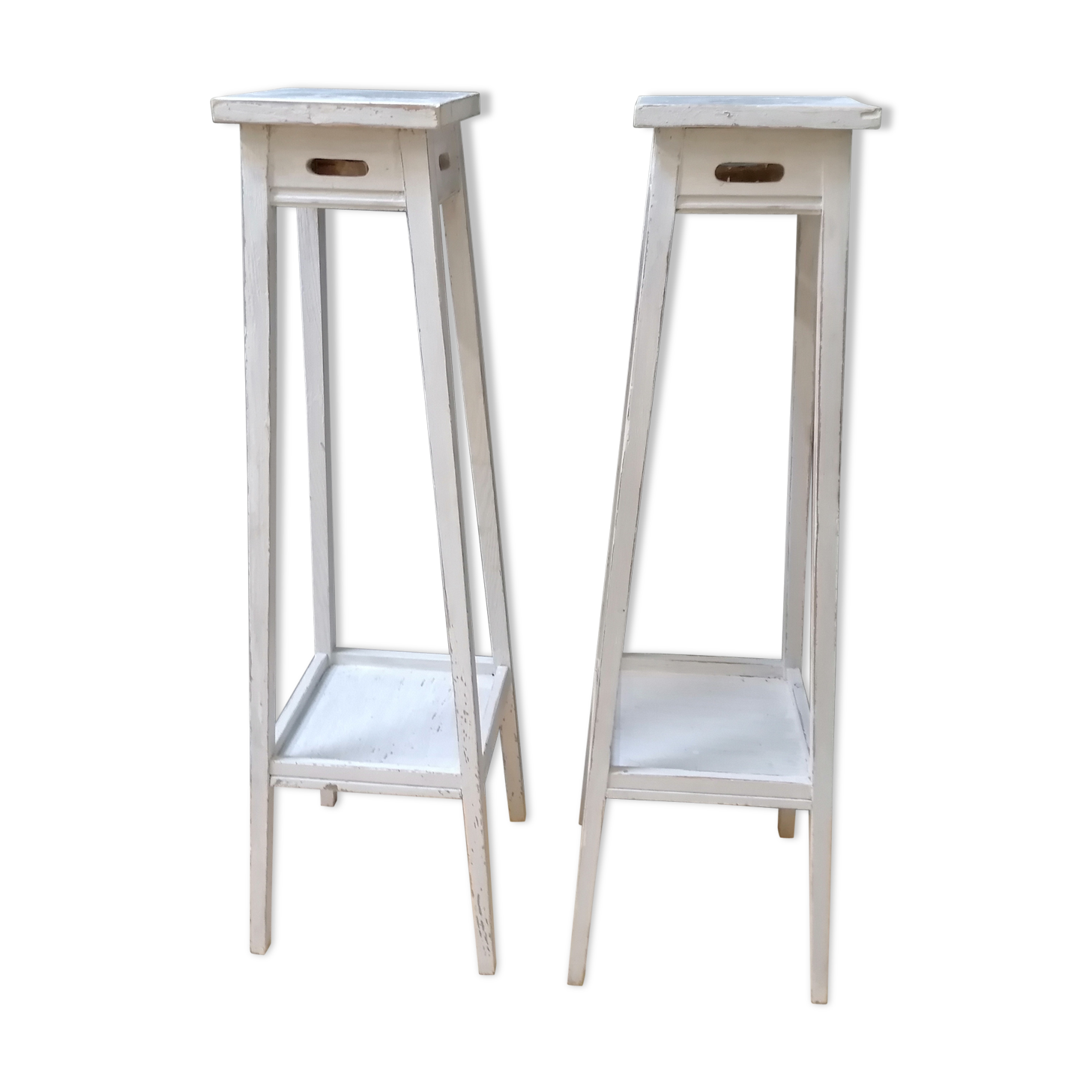 Pair of harnesses, pedestal table with plants, vintage wooden
